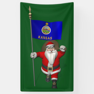 Sinterklaas met vlag van Kansas Spandoek