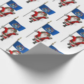 Sinterklaas met vlag van Michigan Cadeaupapier (Hoek)