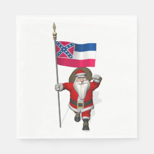 Sinterklaas met vlag van Mississippi Servetten