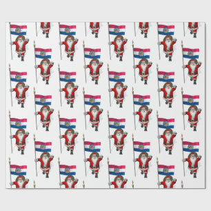 Sinterklaas met vlag van Missouri Cadeaupapier