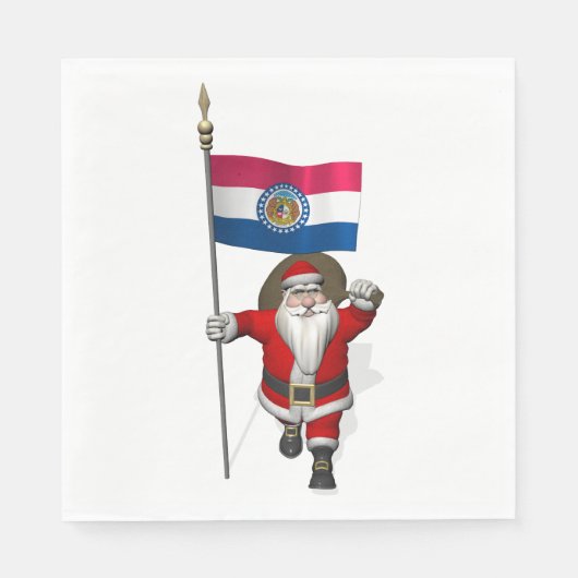 Sinterklaas met vlag van Missouri Servetten (Voorkant)