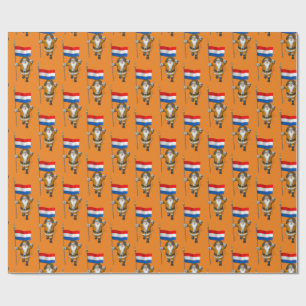 Sinterklaas met vlag van Nederland Cadeaupapier