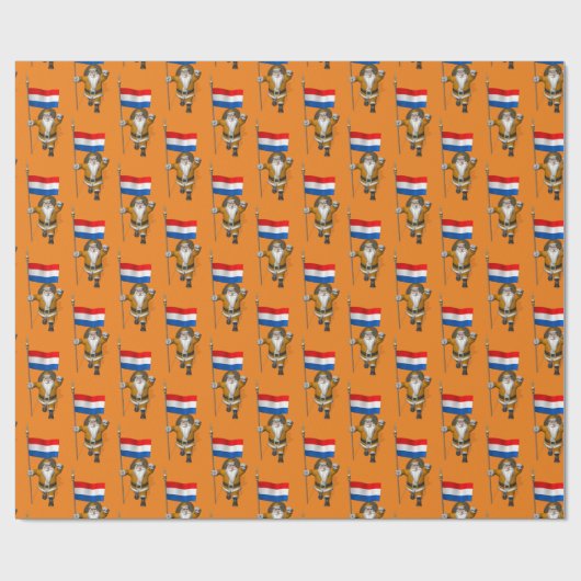 Sinterklaas met vlag van Nederland Cadeaupapier (Vlak)