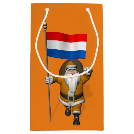 Sinterklaas met vlag van Nederland Klein Cadeauzakje (Achterkant)