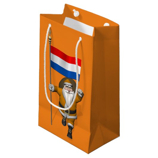 Sinterklaas met vlag van Nederland Klein Cadeauzakje (Voorkant Gekanteld)