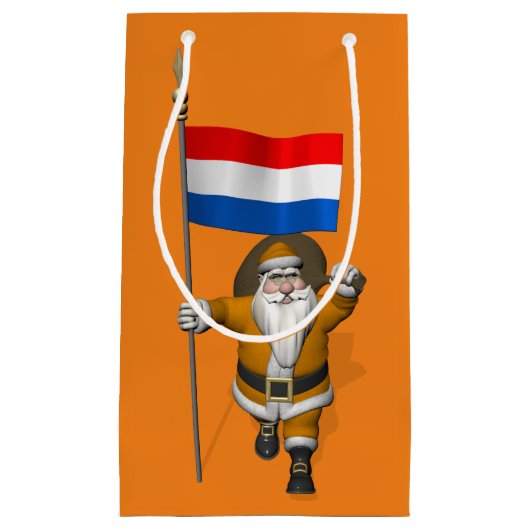 Sinterklaas met vlag van Nederland Klein Cadeauzakje (Voorkant)