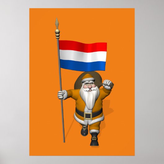 Sinterklaas met vlag van Nederland Poster (Voorkant)