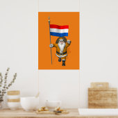 Sinterklaas met vlag van Nederland Poster (Keuken)