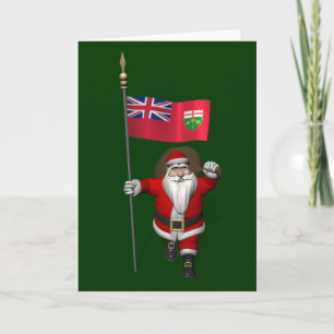 Sinterklaas met vlag van Ontario CDN Feestdagen Kaart