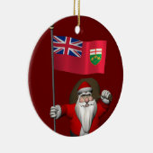 Sinterklaas met vlag van Ontario CDN Keramisch Ornament (Rechts)