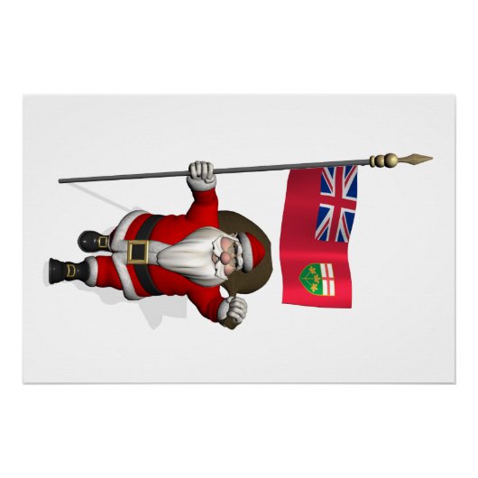 Sinterklaas met vlag van Ontario CDN Perfect Poster (Voorkant)