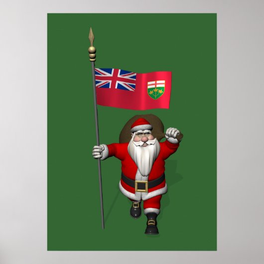 Sinterklaas met vlag van Ontario CDN Poster (Voorkant)