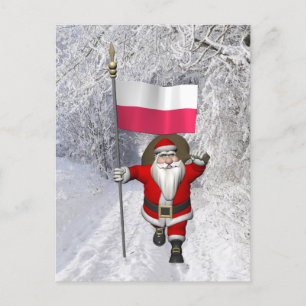 Sinterklaas met vlag van Polen Feestdagenkaart