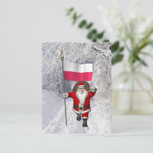 Sinterklaas met vlag van Polen Feestdagenkaart (Staand voorkant)