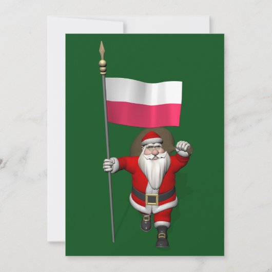 Sinterklaas met vlag van Polen Feestdagenkaart (Voorkant)