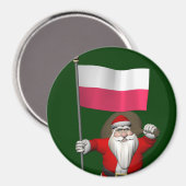 Sinterklaas met vlag van Polen Magneet (Voorkant / Achterkant)