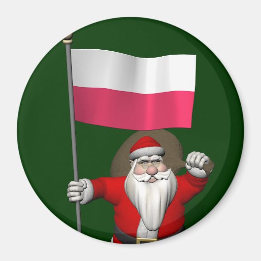 Sinterklaas met vlag van Polen Magneet (Voorkant)