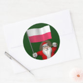 Sinterklaas met vlag van Polen Ronde Sticker (Envelop)