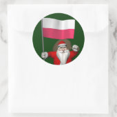 Sinterklaas met vlag van Polen Ronde Sticker (Tas)