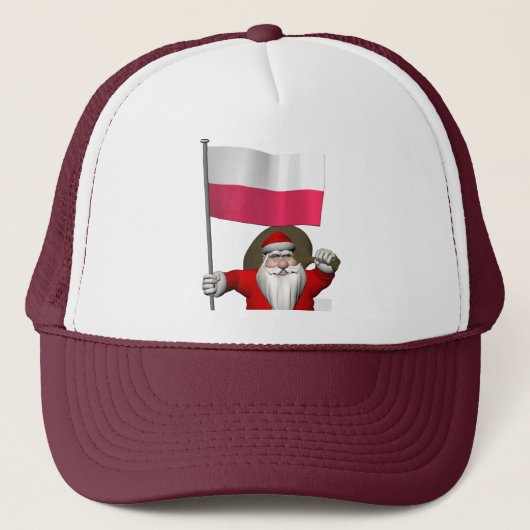 Sinterklaas met vlag van Polen Trucker Pet (Voorkant)
