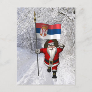 Sinterklaas met vlag van Servië Briefkaart