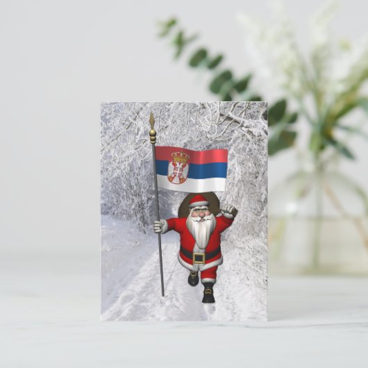 Sinterklaas met vlag van Servië Briefkaart (Staand voorkant)