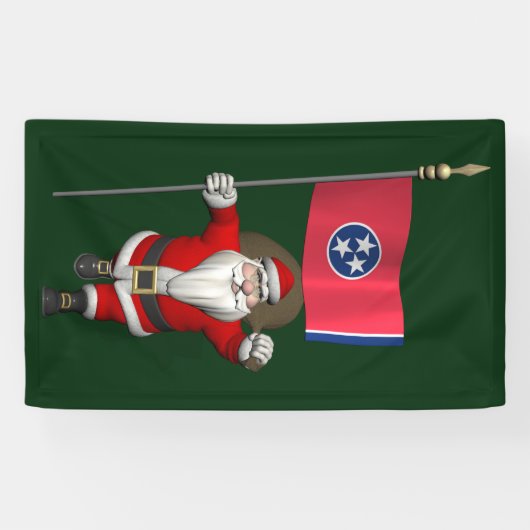 Sinterklaas met vlag van Tennessee Spandoek (Horizontaal)