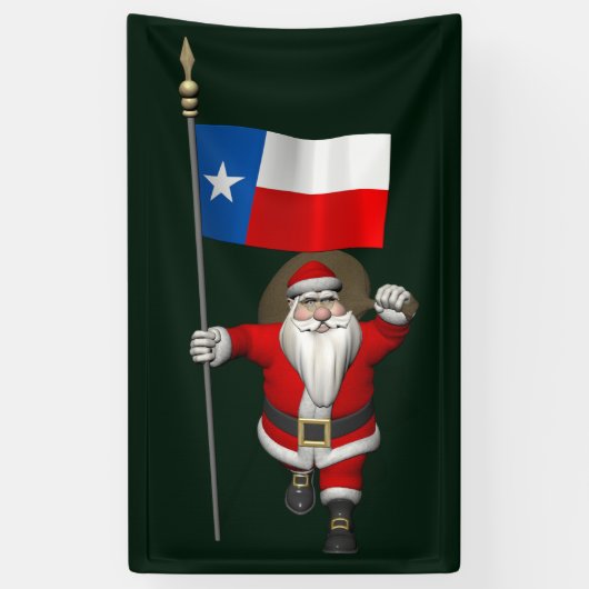 Sinterklaas met vlag van Texas Spandoek (Verticaal)