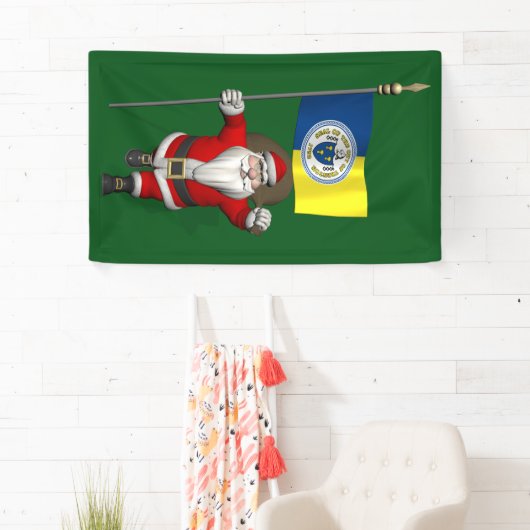 Sinterklaas met vlag van Trenton New Jersey Spandoek (Insitu)