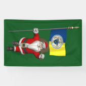 Sinterklaas met vlag van Trenton New Jersey Spandoek (Horizontaal)