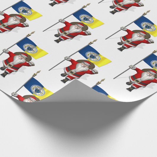 Sinterklaas met vlag van Trenton NJ Cadeaupapier (Hoek)