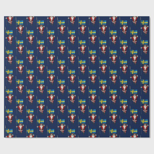 Sinterklaas met vlag van Zweden Cadeaupapier (Vlak)