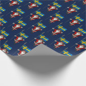 Sinterklaas met vlag van Zweden Cadeaupapier (Hoek)