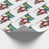 Sinterklaas met vlag van Zweden Cadeaupapier (Hoek)