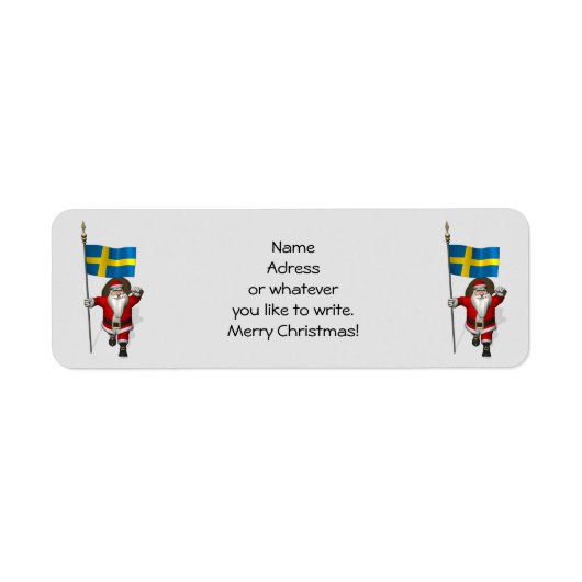Sinterklaas met vlag van Zweden Etiket (Voorkant)