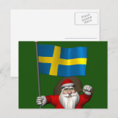 Sinterklaas met vlag van Zweden Feestdagenkaart (Voorkant / Achterkant)
