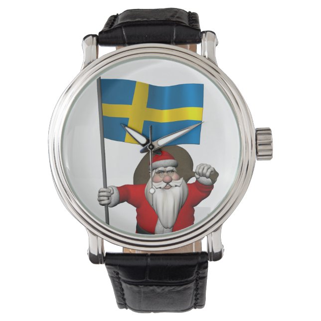 Sinterklaas met vlag van Zweden Horloge (Voorkant)