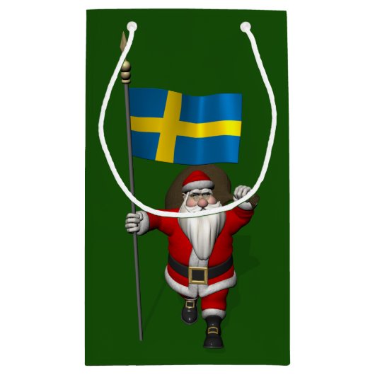 Sinterklaas met vlag van Zweden Klein Cadeauzakje (Achterkant)