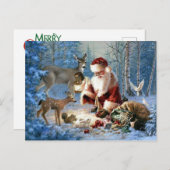 Sinterklaas met wilde dieren feestdagenkaart (Voorkant / Achterkant)