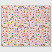 Sinterklaas met wit paard, geschenken en chocolade cadeaupapier (Vlak)