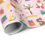 Sinterklaas met wit paard, geschenken en chocolade cadeaupapier (Rol Hoek)