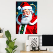 Sinterklaas met witte baard en bril | AI Art. Poster (Thuiskantoor)