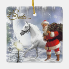 Sinterklaas met witte paarden keramisch ornament