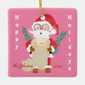 Sinterklaas met zijn Lijst Roze Kerstmis Ornament (Voorkant)