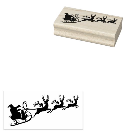 Sinterklaas met zijn slee en rendier rubberstempel (Gestempeld)