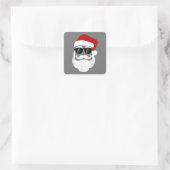Sinterklaas met Zonnebril Grappig kerstontwerp Vierkante Sticker (Tas)
