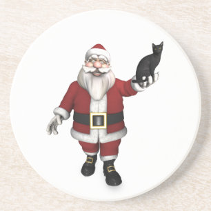 Sinterklaas met zwarte kat zandsteen onderzetter