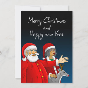 Sinterklaas, mevrouw Claus en Rudolph het rendier Feestdagenkaart