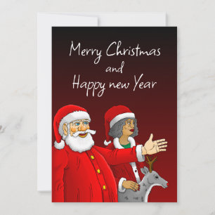 Sinterklaas, mevrouw Claus en Rudolph het rendier Feestdagenkaart
