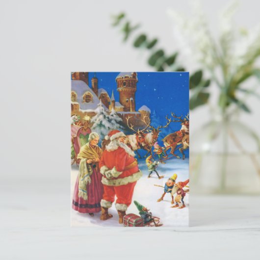 SINTERKLAAS & MRS CLAUS OP DE NOORDPOOL FEESTDAGENKAART (Staand voorkant)